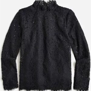 JCrew black lace mockneck blouse, size 0